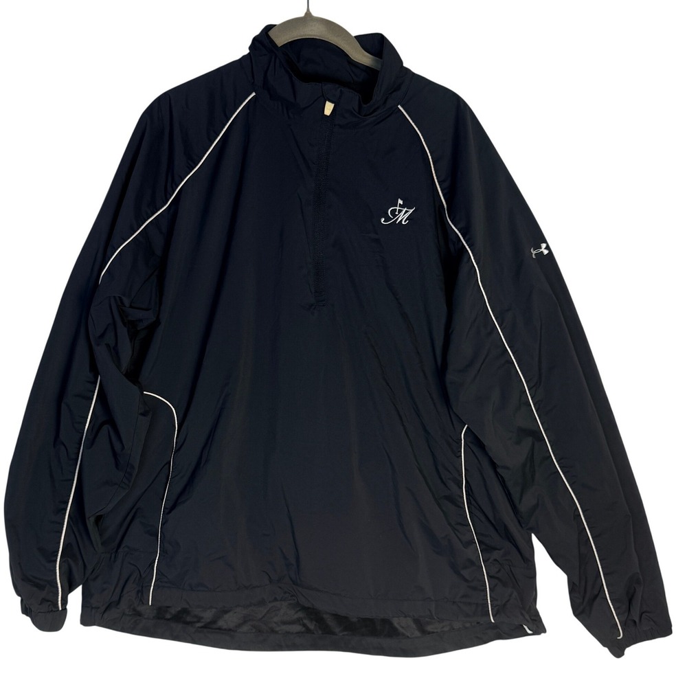 Under Armour Mens XL Black 1/4 Zip Golf Windbreaker Jacket Performance